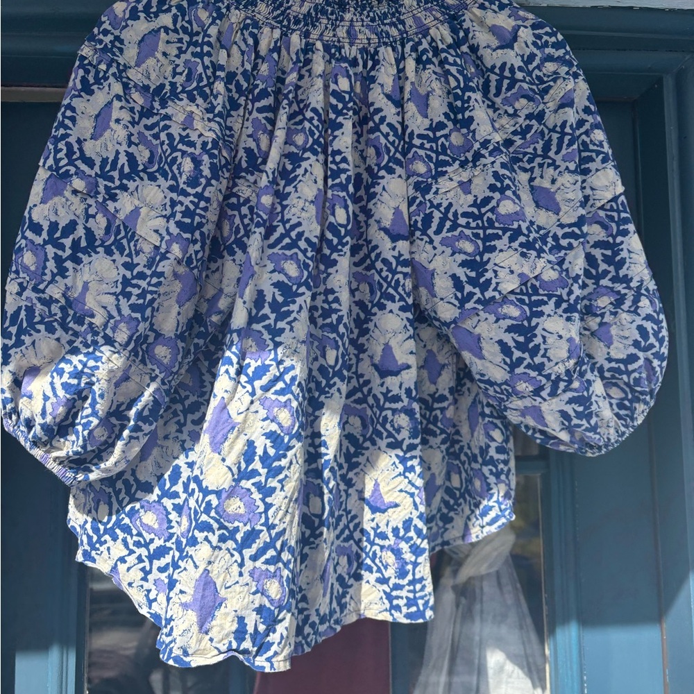 Free People Blue and Purple Floral Crop Top - Picture 3 of 6